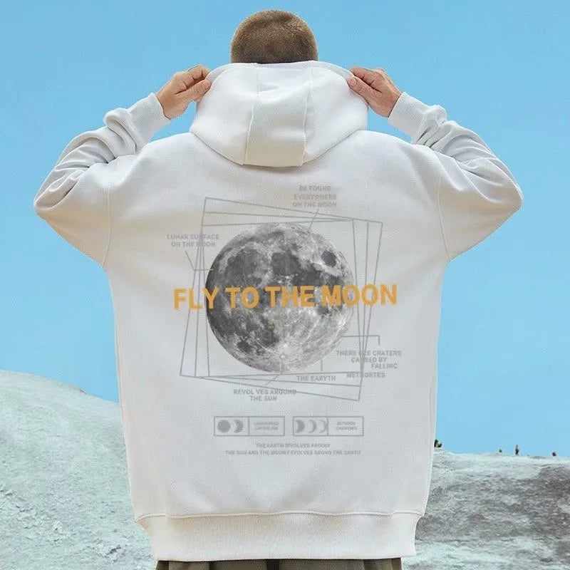 SAINTEND “Fly to the Moon” Hoodie – Black Oversized Space Graphic Streetwear