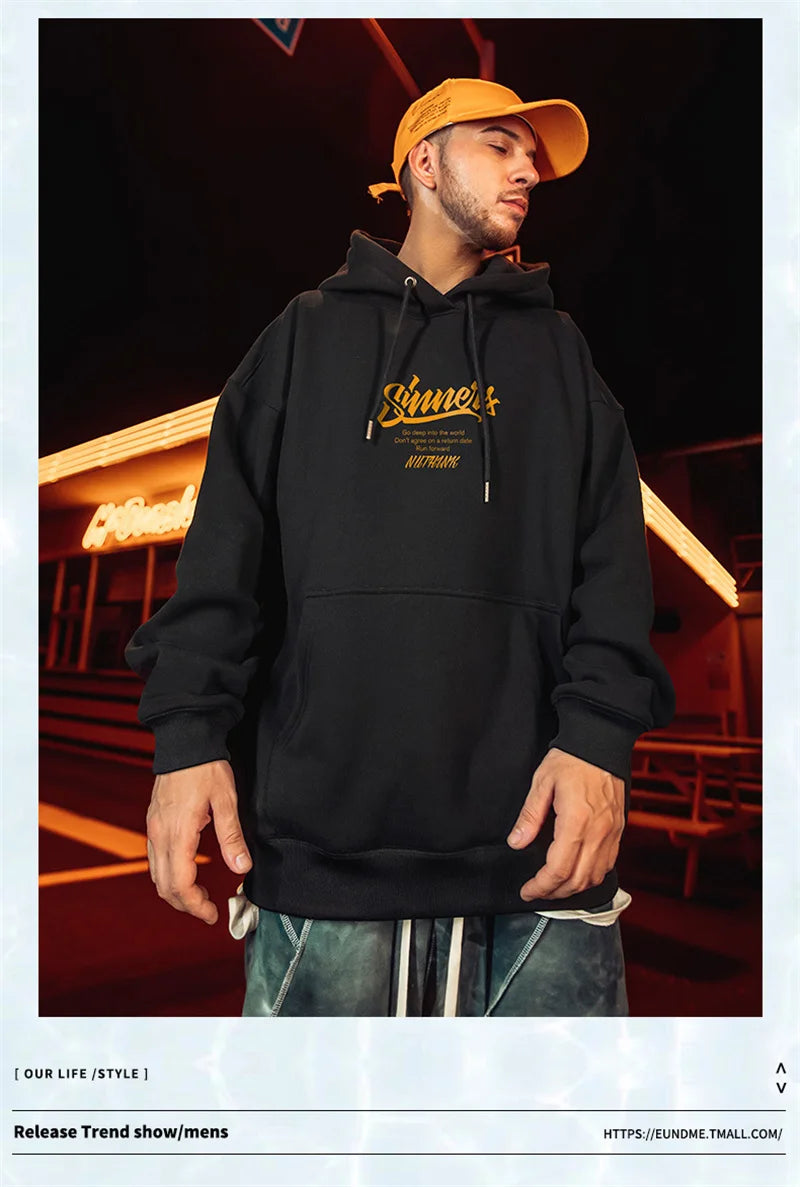 SAINTEND “Golden Sinners Mandala” Hoodie – Black Oversized Geometric Streetwear