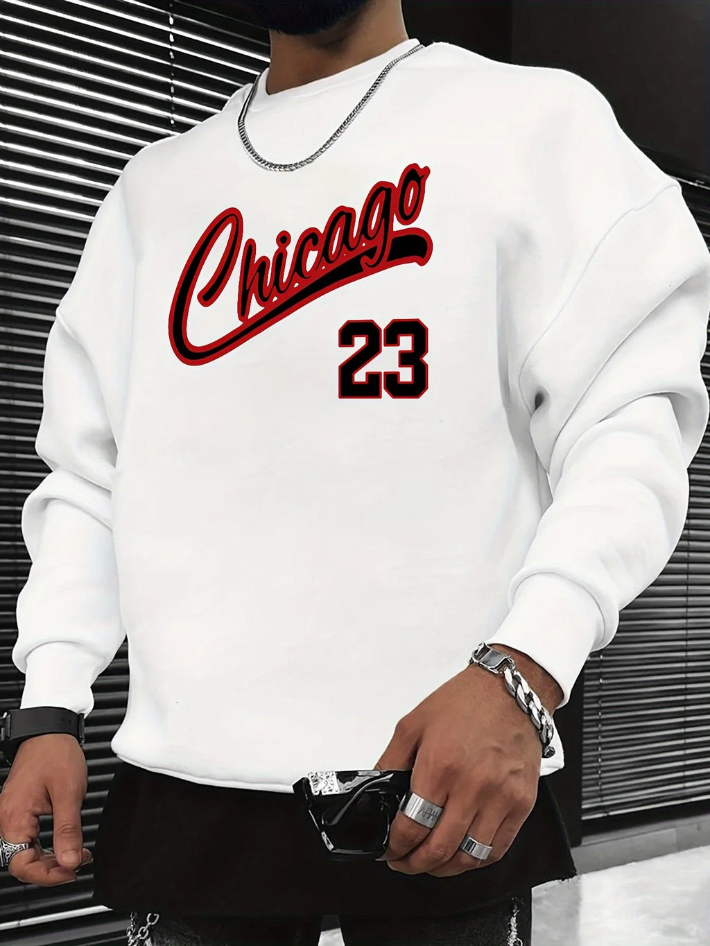 SAINTEND “Chicago 23” Sweatshirt – White Oversized Vintage Sportswear Crewneck