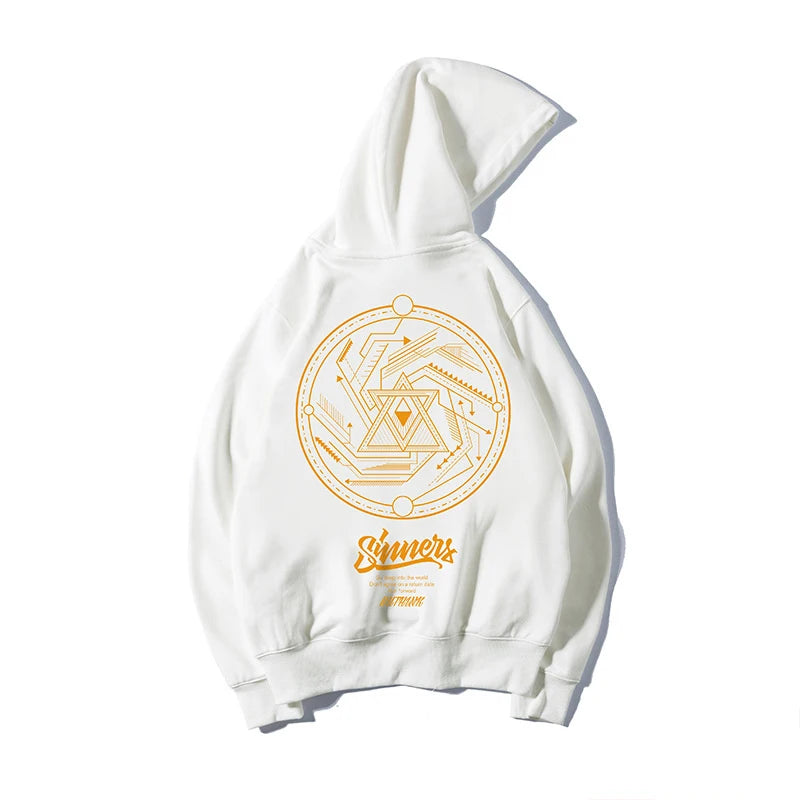 SAINTEND “Golden Sinners Mandala” Hoodie – Black Oversized Geometric Streetwear