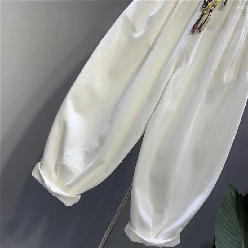 2024 New Spring and Autumn Colorful Drawstring Casual Loose American Western Style Slimming Dad Pants Lantern Pants for Men