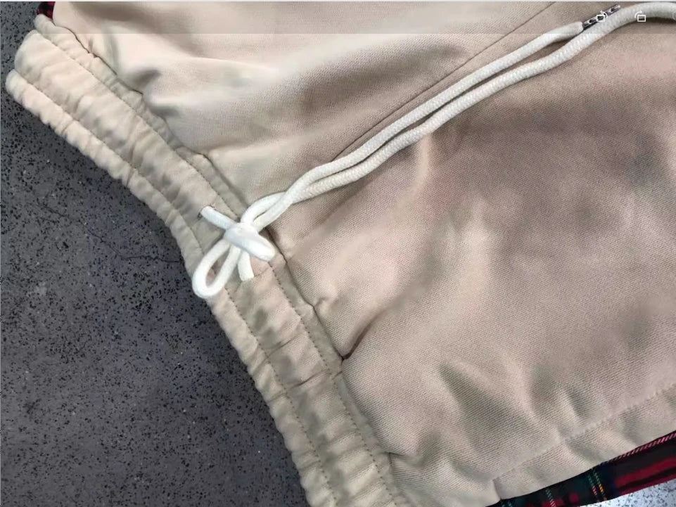 SAINTEND Tartan Snap-Button Sweatpants – Blue Oversized Streetwear Pants