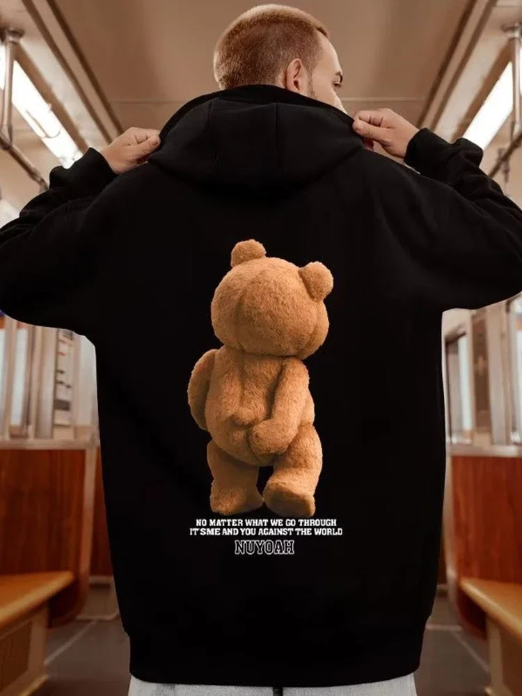 SAINTEND “3D Teddy Backprint” Hoodie – White Oversized Unique Streetwear Hoodie