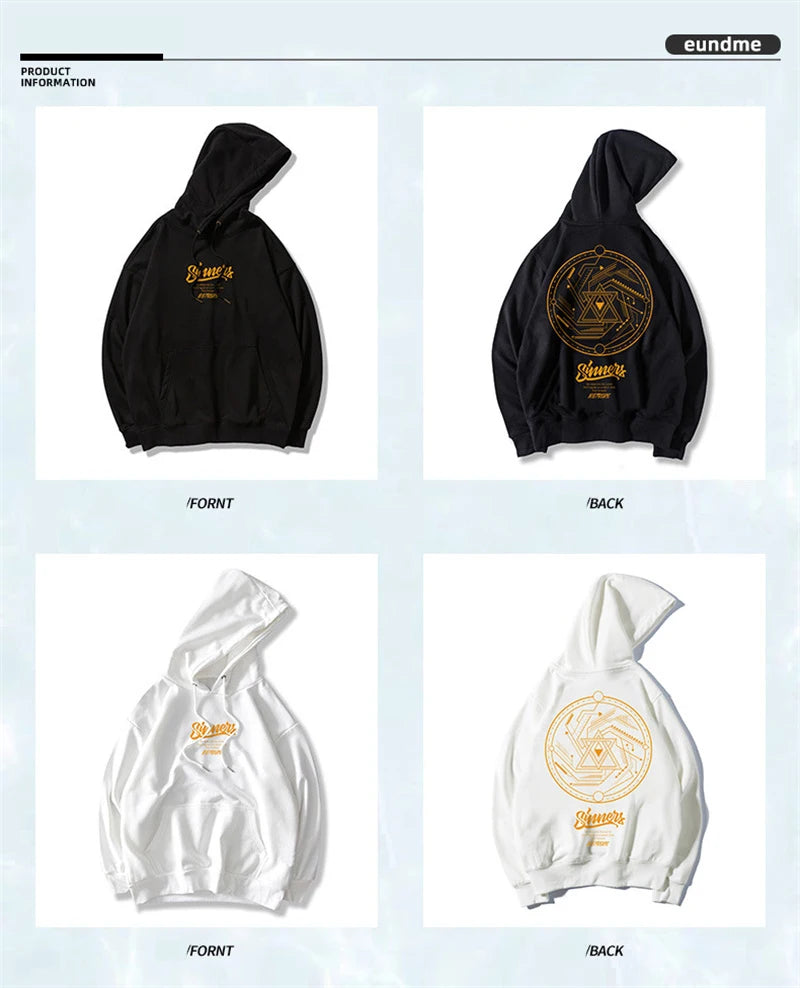 SAINTEND “Golden Sinners Mandala” Hoodie – Black Oversized Geometric Streetwear