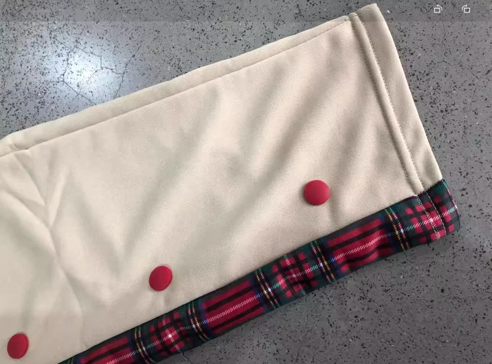 SAINTEND Tartan Snap-Button Sweatpants – Blue Oversized Streetwear Pants