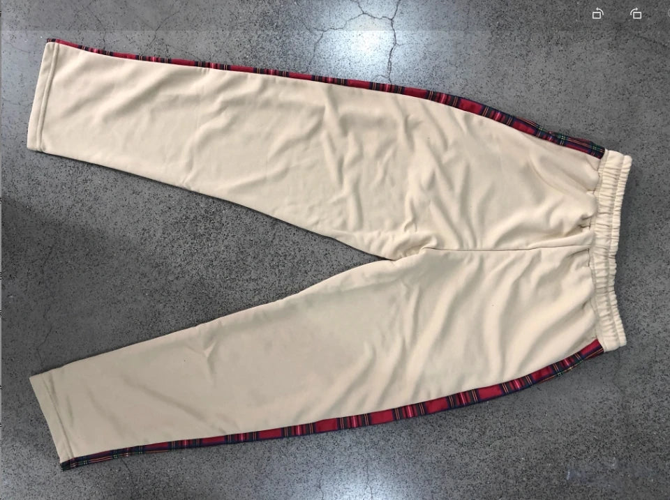 SAINTEND Tartan Snap-Button Sweatpants – Blue Oversized Streetwear Pants