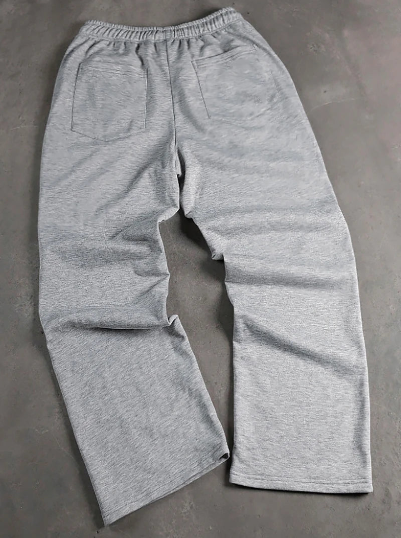 SAINTEND Double-Waist Oversized Sweatpants – Grey Wide-Leg Streetwear Pants