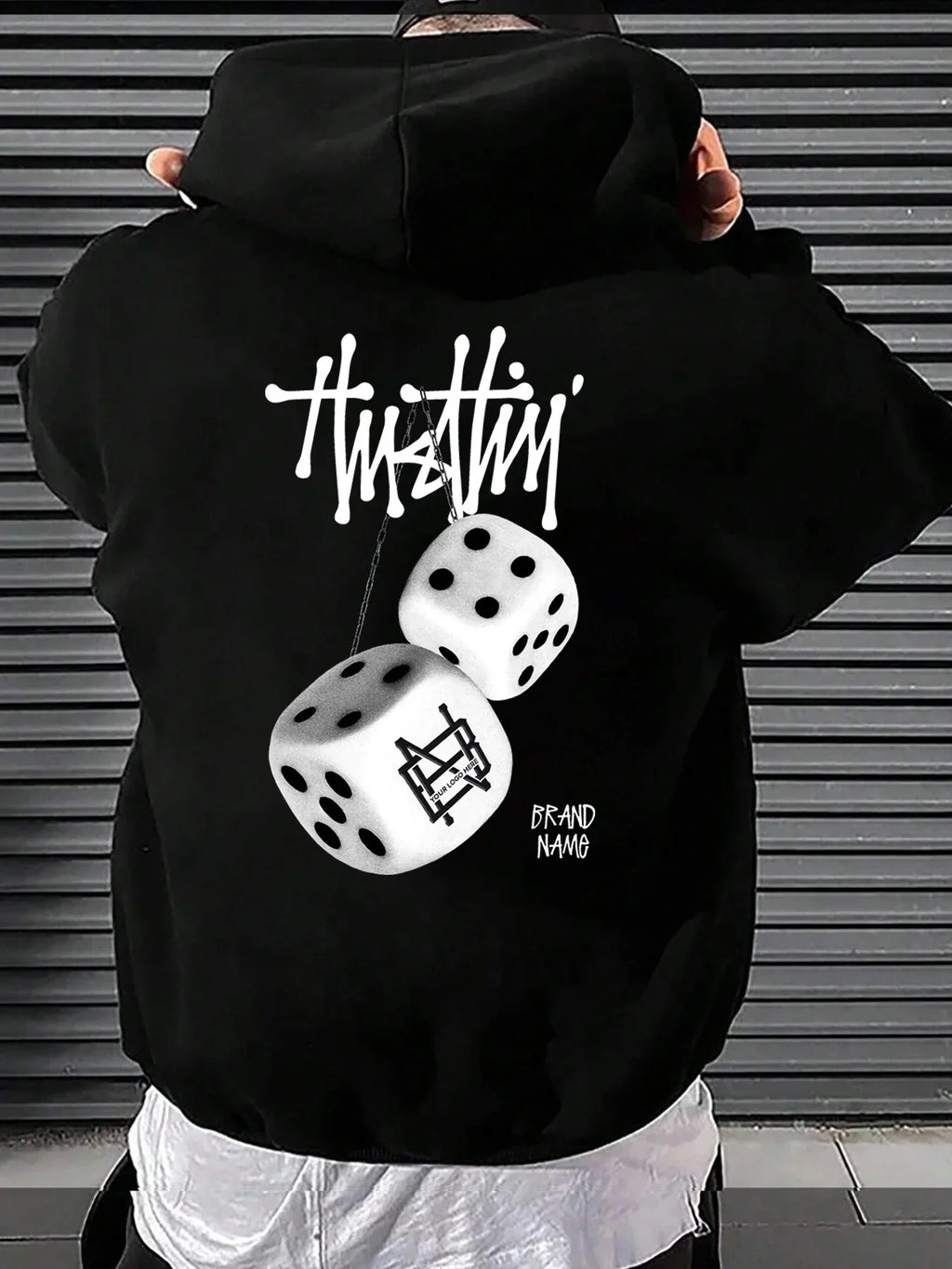 SAINTEND “Twistin’ Dice” Hoodie – White Oversized Graphic Streetwear