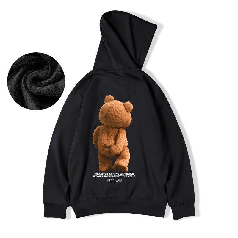 SAINTEND “3D Teddy Backprint” Hoodie – White Oversized Unique Streetwear Hoodie