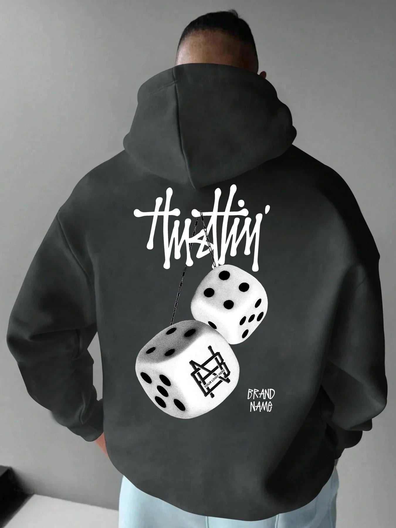 New autumn and winter men's hoodie sweatshirt geometric pattern printing adult street casual fashion loose long-sleeved top