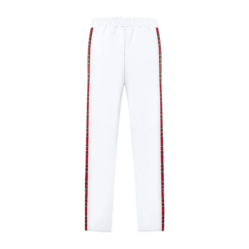 SAINTEND Tartan Snap-Button Sweatpants – Blue Oversized Streetwear Pants