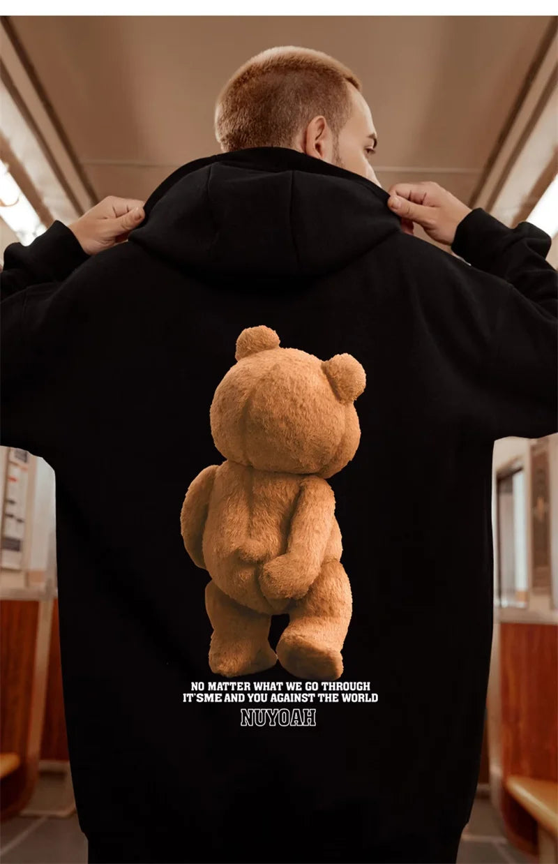 SAINTEND “3D Teddy Backprint” Hoodie – White Oversized Unique Streetwear Hoodie