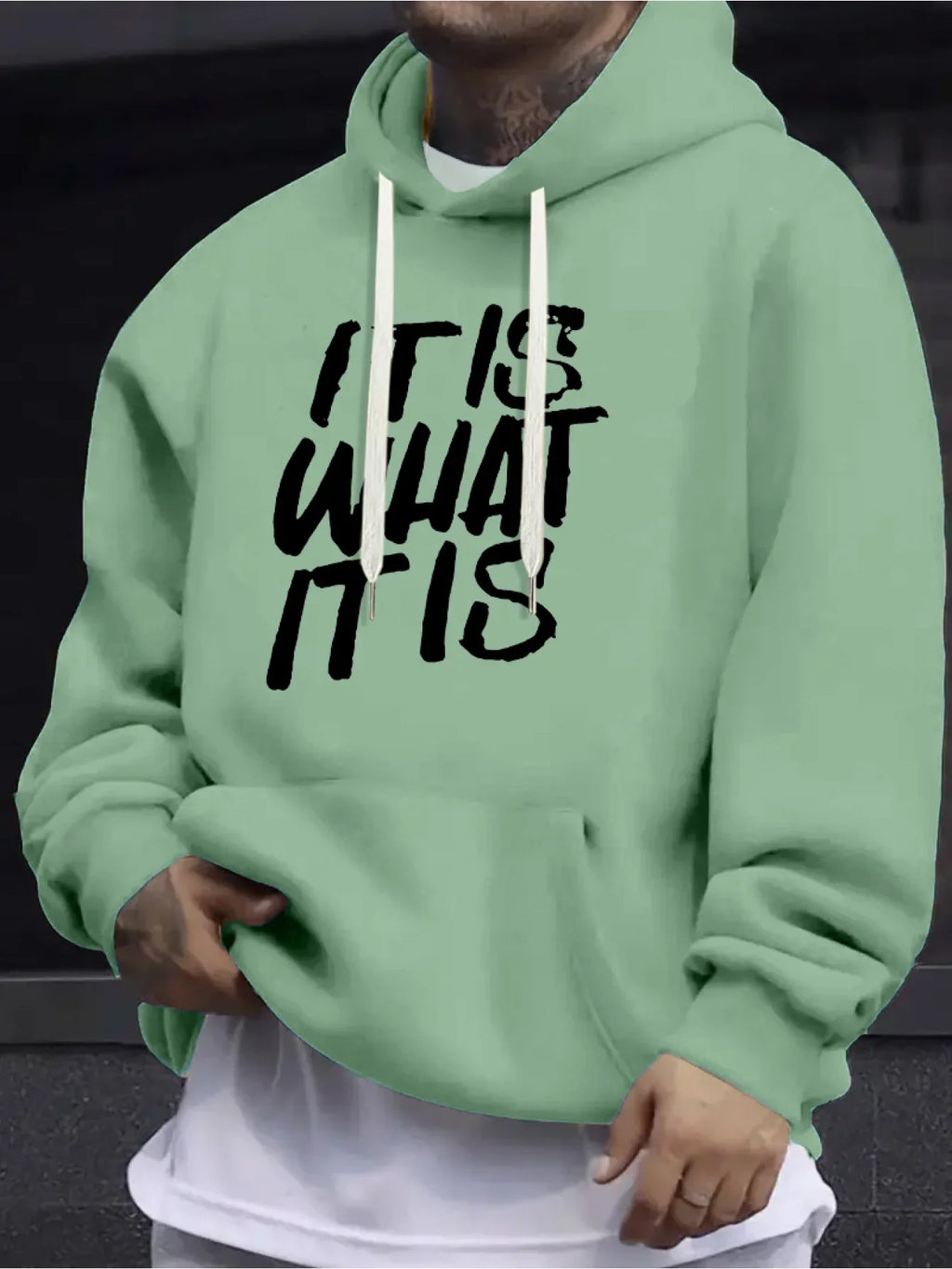 SAINTEND “It Is What It Is” Hoodie – Light Blue Oversized Motivational Streetwear