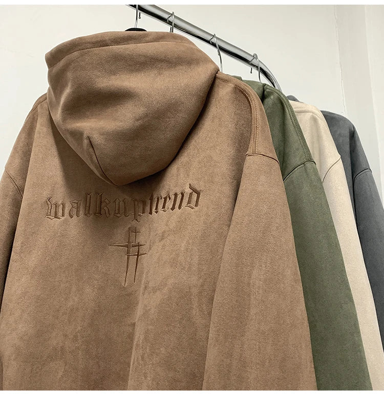 SAINTEND “Minimal Embroidery” Hoodie – Premium Soft-Touch Oversized Hoodie (Beige / Blue)