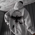 SAINTEND “Viking Raven Sigil” Hoodie – White Oversized Norse Mythology Streetwear