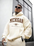 SAINTEND “Michigan University” Hoodie – White Oversized Collegiate Streetwear