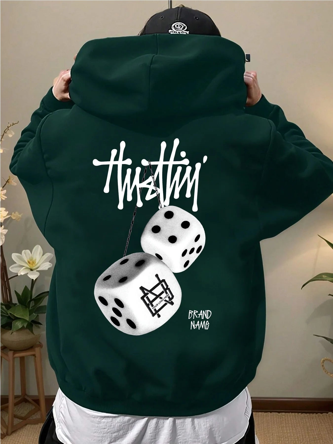 New autumn and winter men's hoodie sweatshirt geometric pattern printing adult street casual fashion loose long-sleeved top