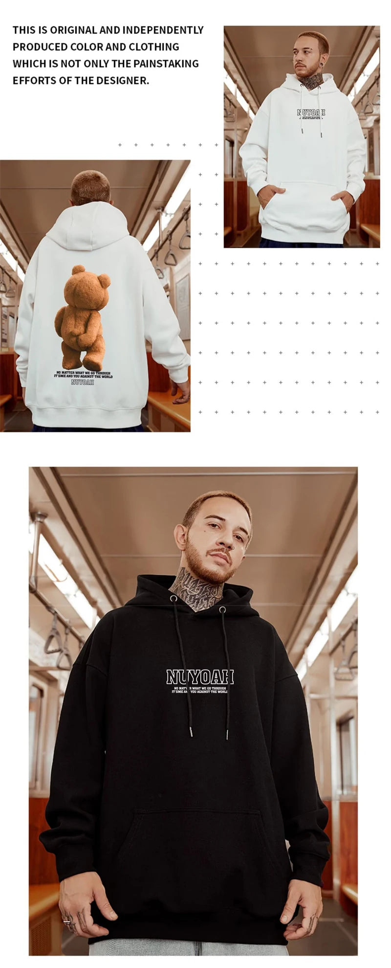 SAINTEND “3D Teddy Backprint” Hoodie – White Oversized Unique Streetwear Hoodie