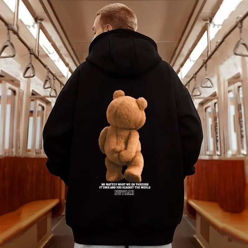SAINTEND “3D Teddy Backprint” Hoodie – White Oversized Unique Streetwear Hoodie